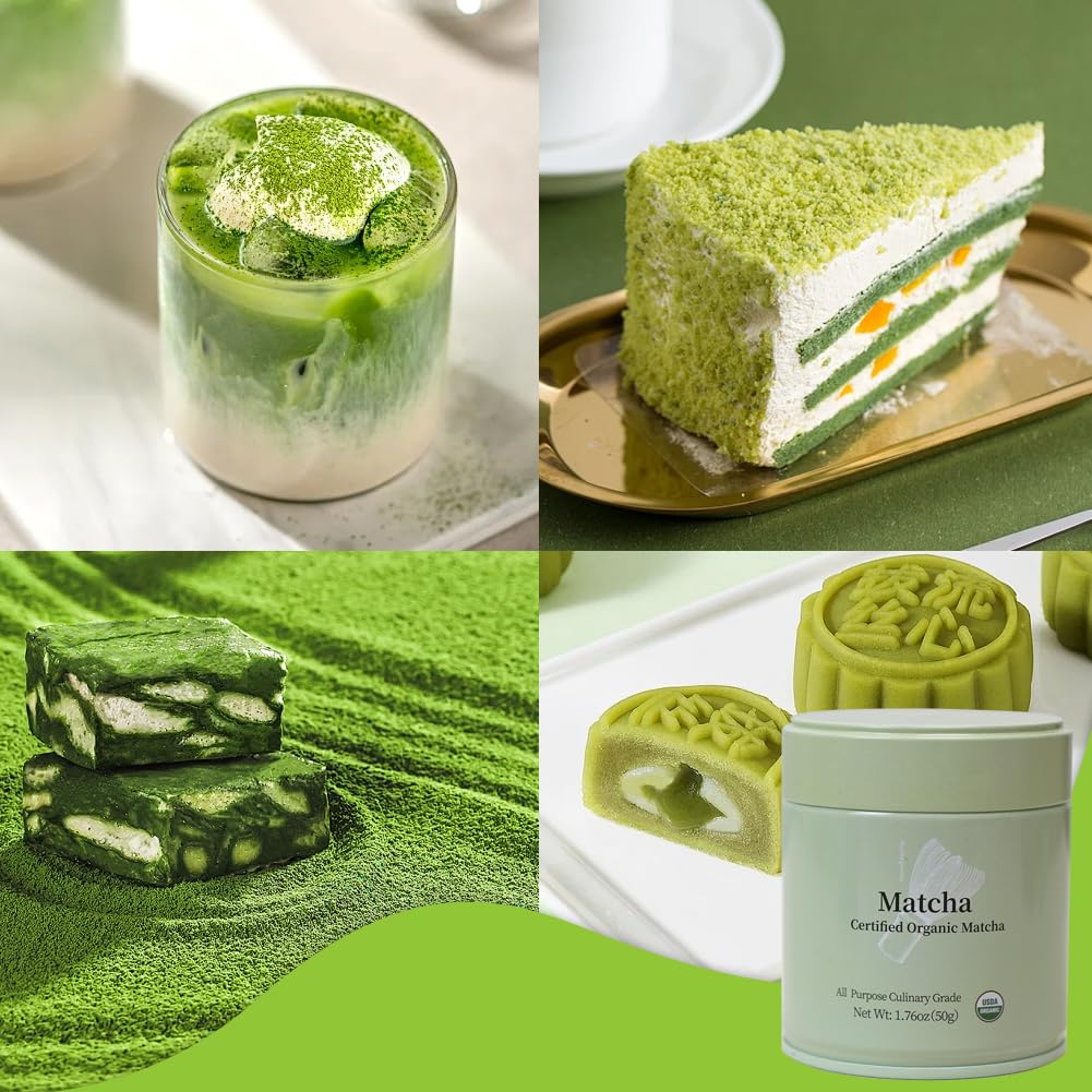 MatchAdmire Matcha Powder Premium First Harvest USDA Certified Organic Green Tea Matcha latte, Rich Flavor, 100% Vegan with No Fillers, Radiation-Free (50g Culinary Grade Matcha)