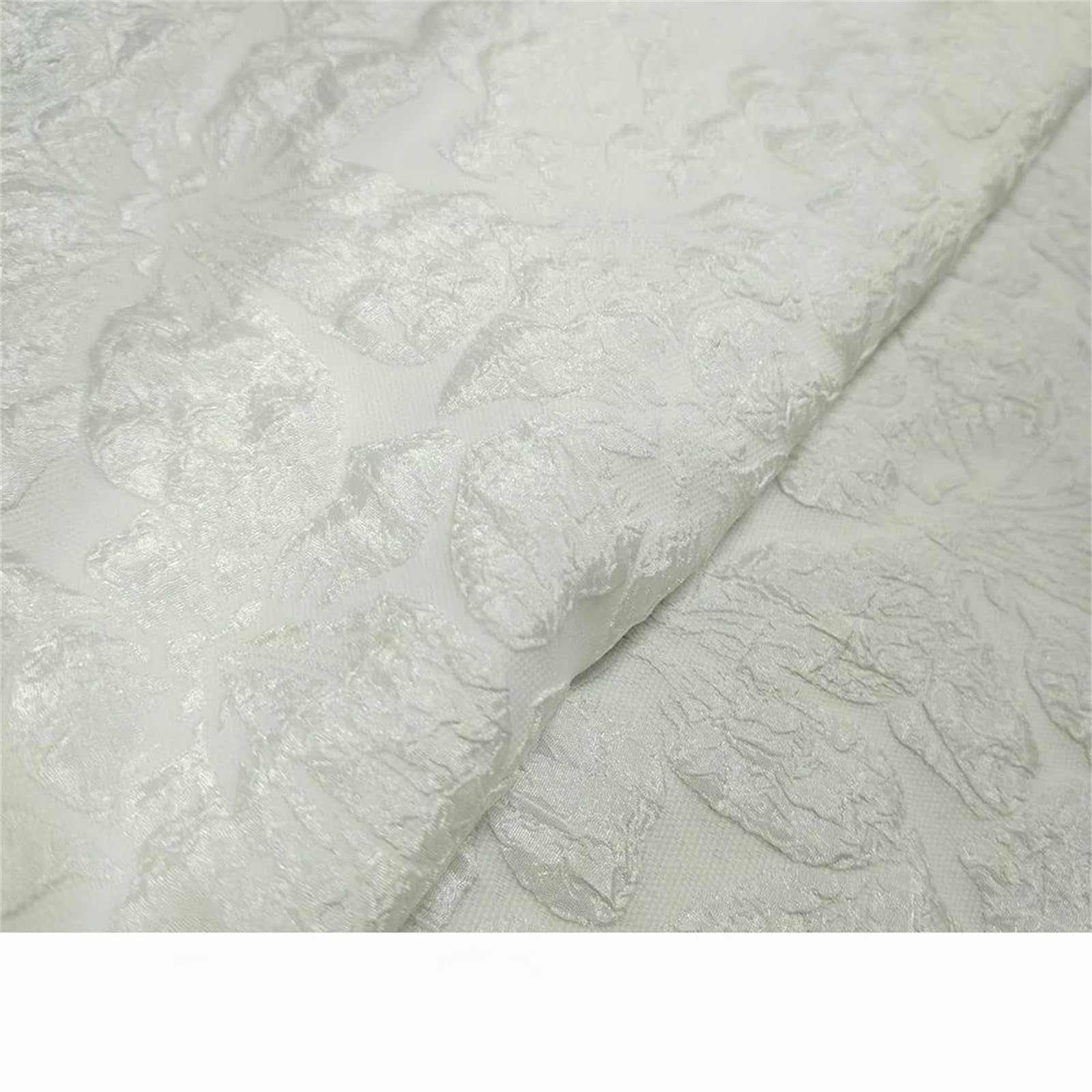 Tessuto Strutturato a Fiori con Texture a Rilievo, 150 cm, for gonne e Borse Decorative(White)