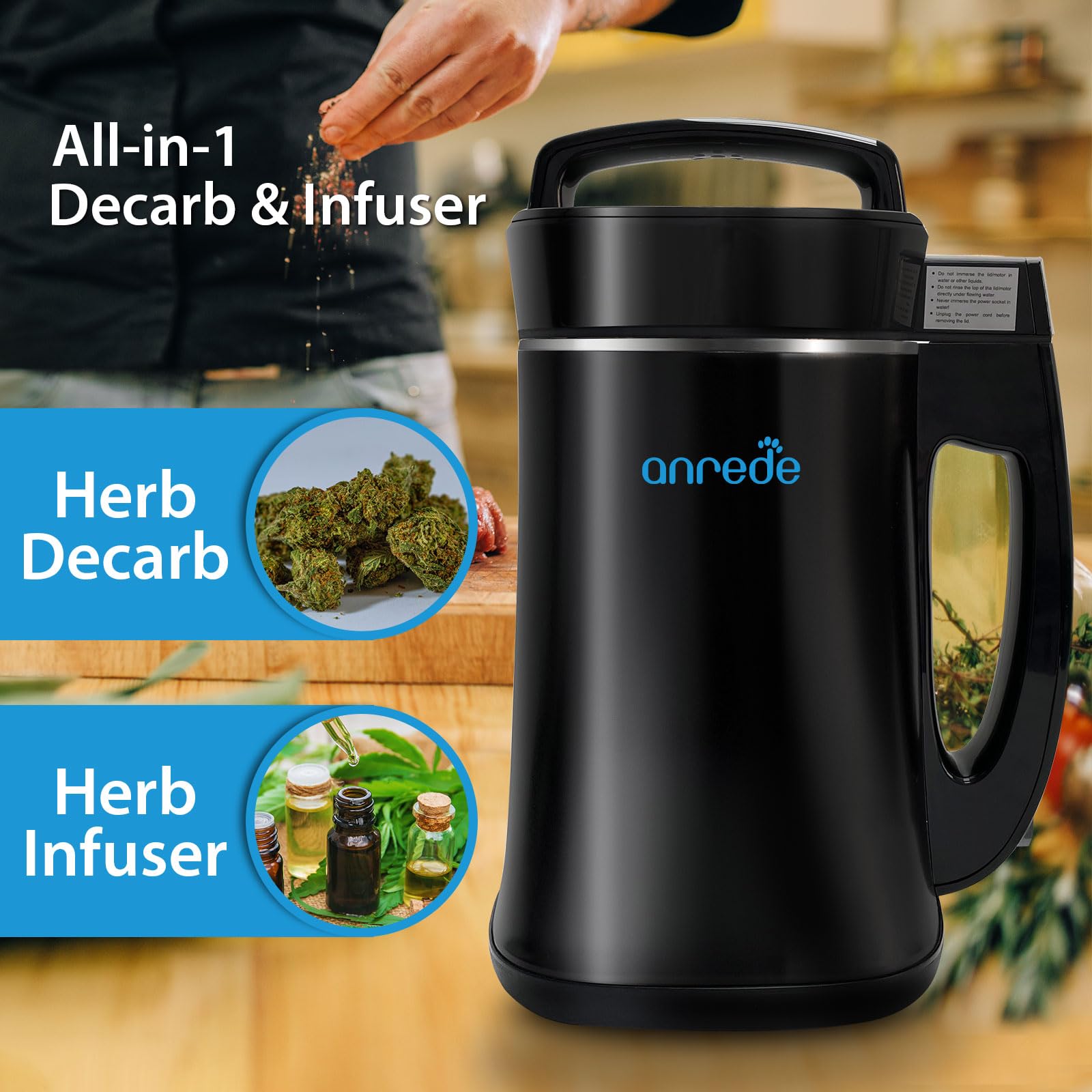 Anrede Herbal Decarboxylation and Infusion Machine, Botanical Extractor and Infuser for Making Butter, Oil, and Tinctures?Butter machine, Complete Accessories