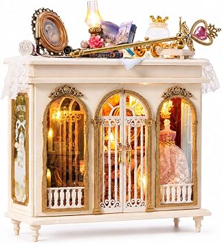 Spilay DIY Miniature House Kit for Adults, Miniature Dollhouse Kit | With Warm Light & Furniture, Wooden Craft Building Set for Bookshelf Decor, Home Display & Creative Gifts for DIY Lovers