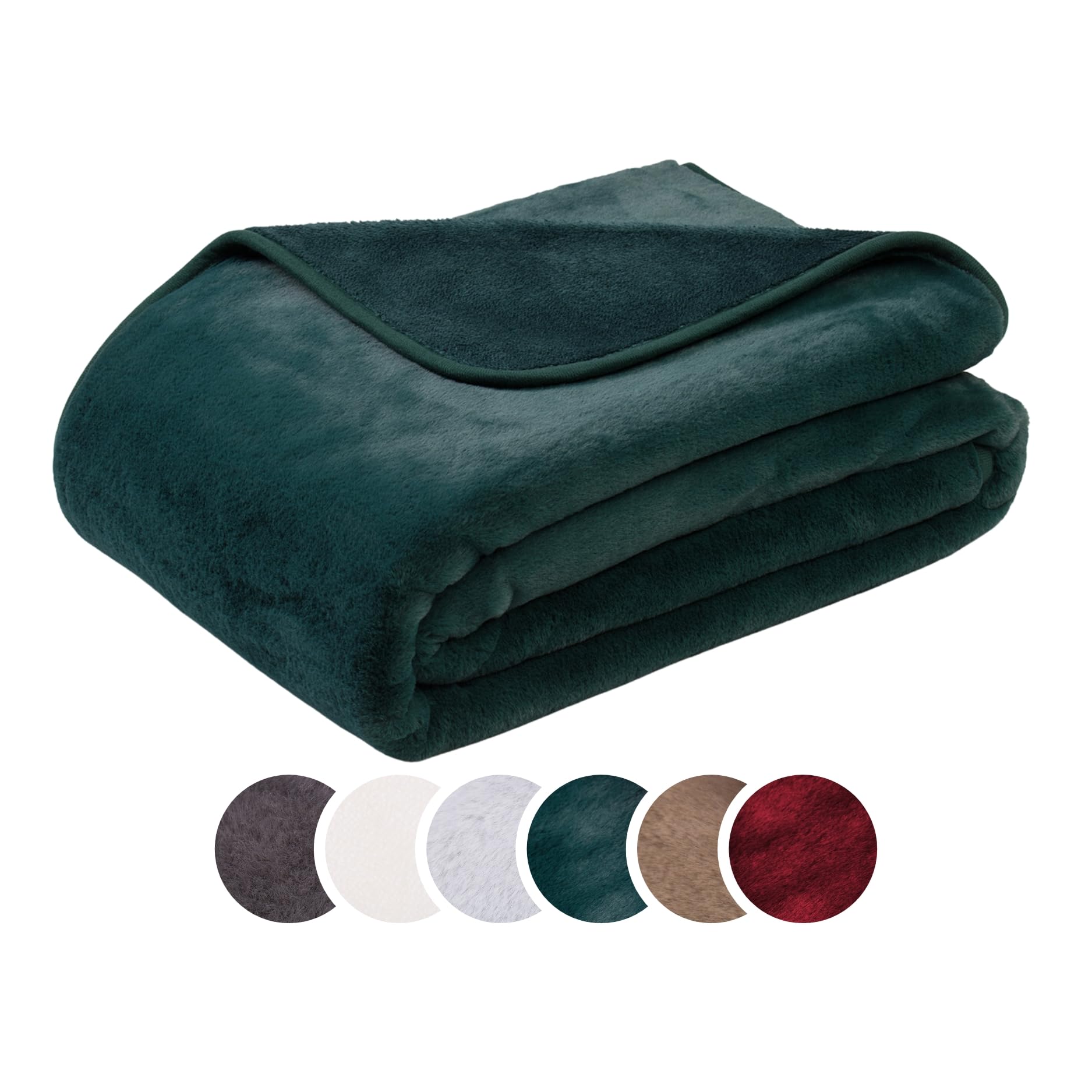 liebling Kuscheldecke Merino-Touch, Wohndecke Ultra flauschig als Sofaüberwurf oder Wendedecke, waschbar, 220 x 240 cm, dunkelgrün