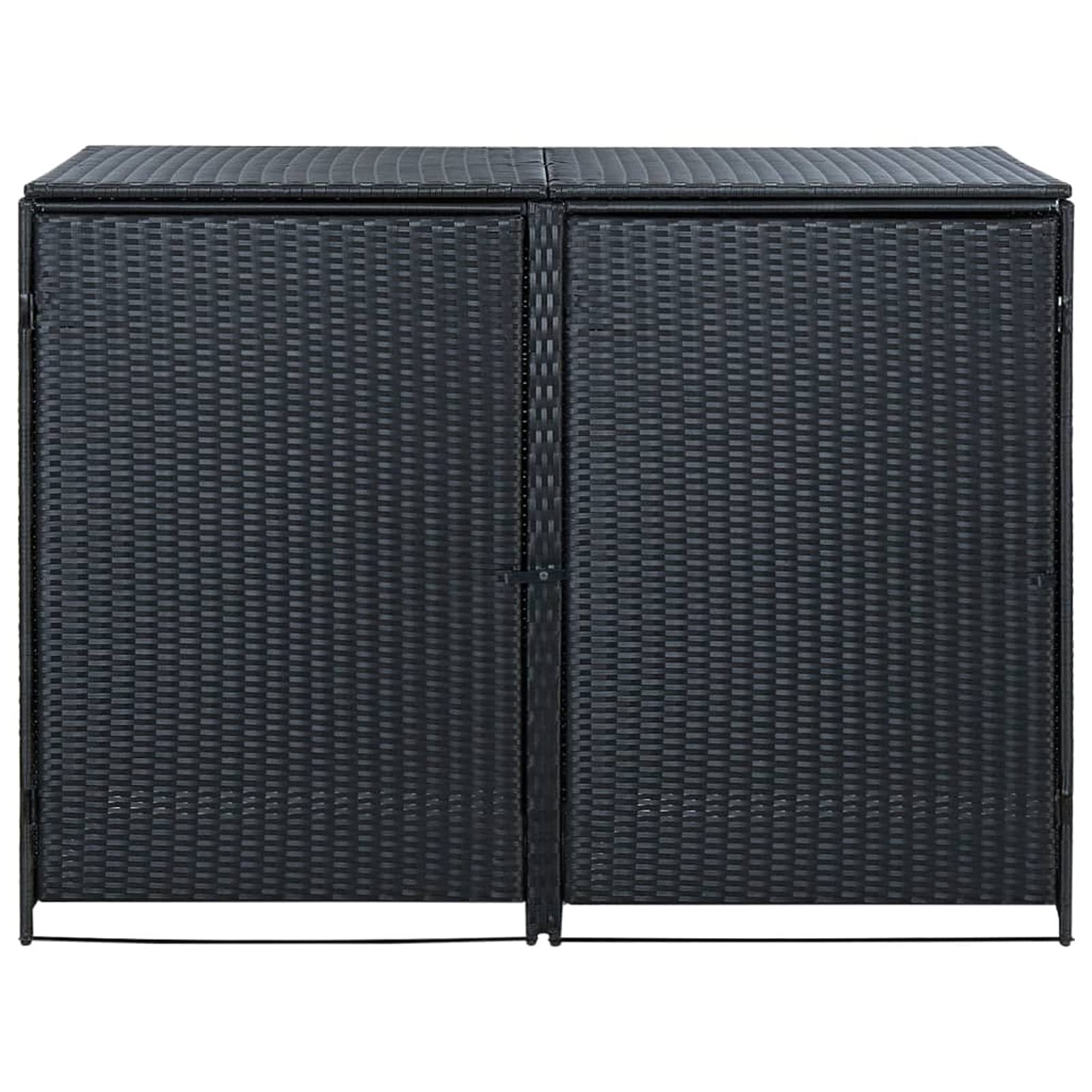 Abris Poubelle Double Résine Tressée Noir Jardin Patio Cache-Poubelle