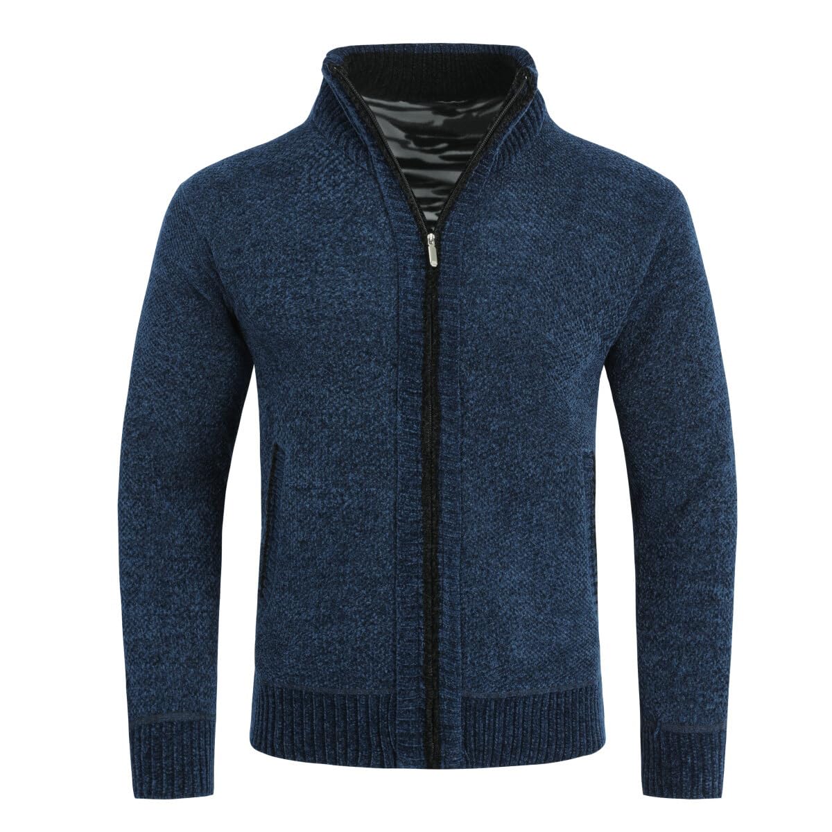 Allthemen Cardigan da Uomo Spesso con Collo Alto e Cerniera Lavorato a Maglia Sweater con Maniche Lunghe in Lana e Cotone