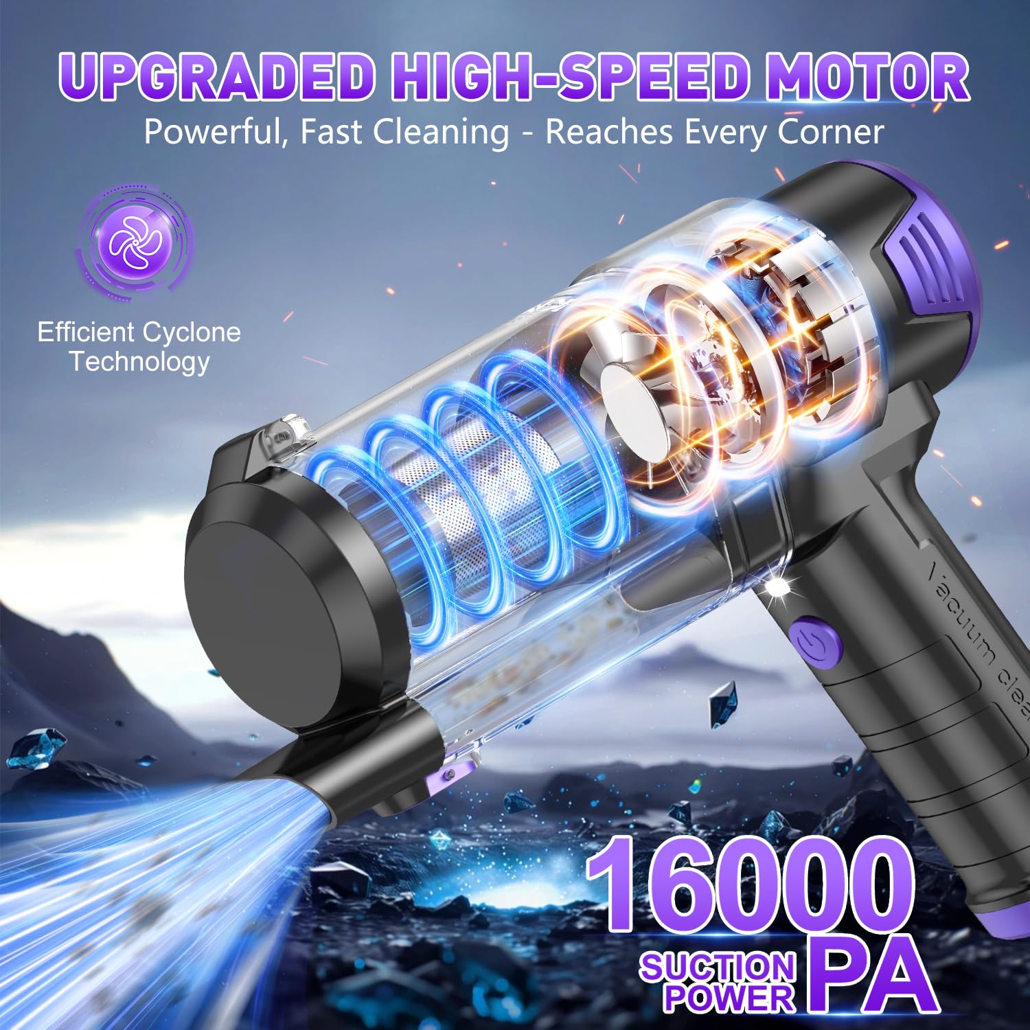 KMM Handheld Car Vacuum Cleaner, 16000PA Hand Held Vacuum & Air Duster view 2