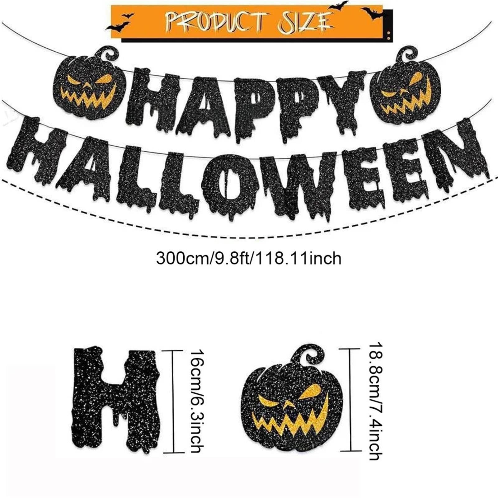 Banner de feliz Halloween, banderín guirnalda colgante papel