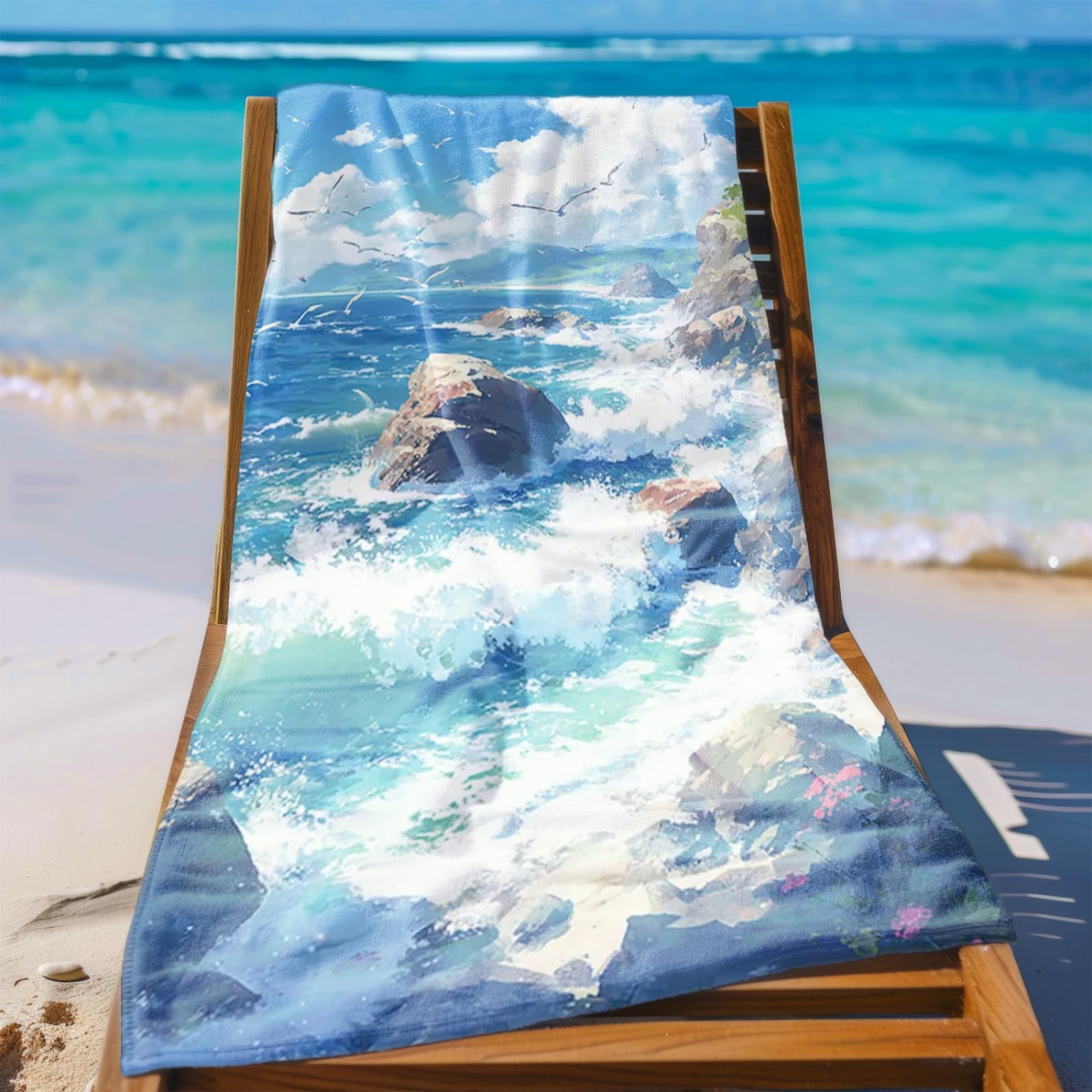 Tapis de Plage XXL Anti Sable Pierres Plage Serviette Piscine Adulte,Natte De Plage Pliable, Voyage Accessoires De Plage Camping,Serviette de Bain Personnalisée