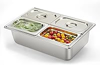 Vista 10 de HECMAC Recipiente para servir condimentos refrigerados con hielo (6 bandejas), 2 tipos de tapas, bandeja de drenaje, sartén antiatascos de calibre