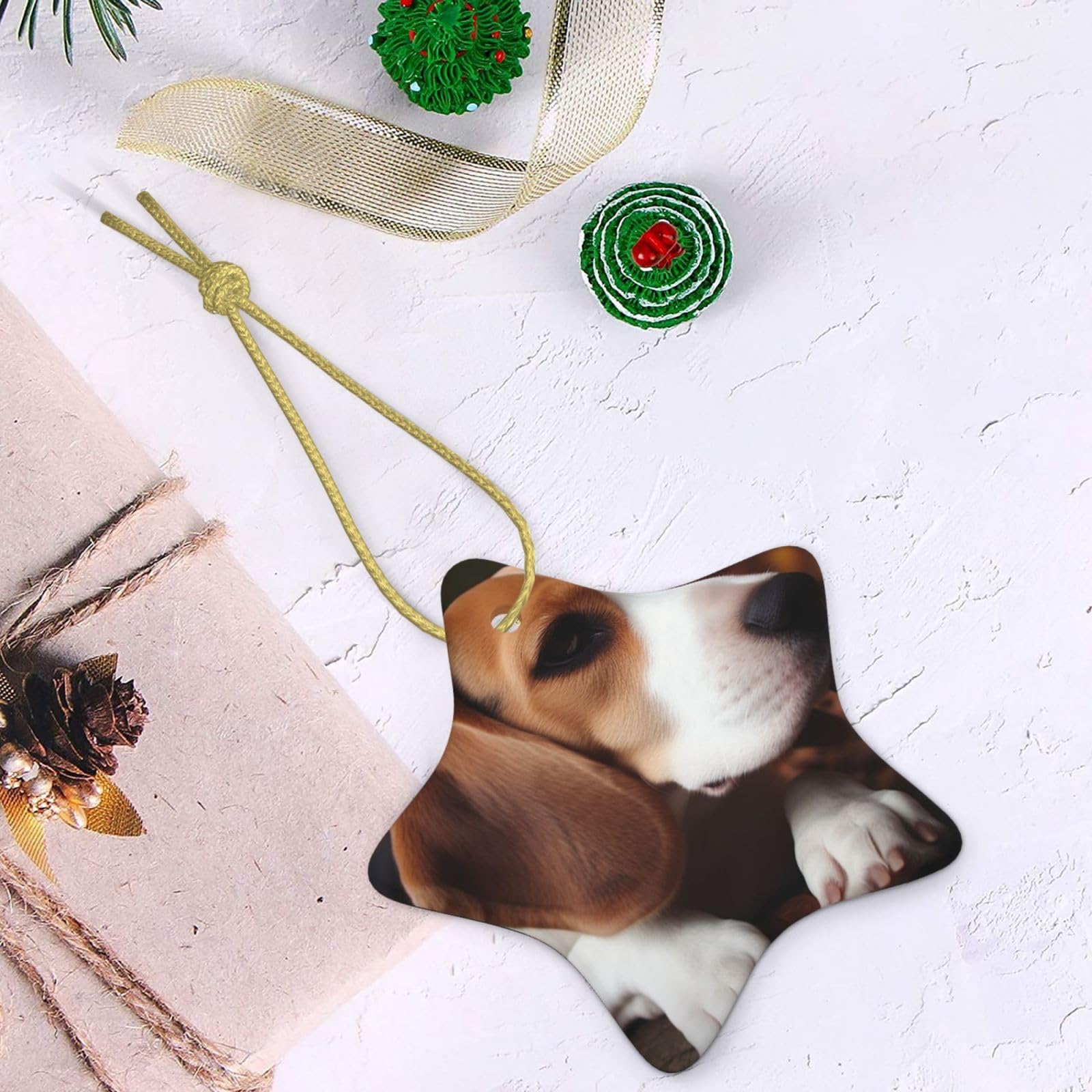 Image Industry Boule De Noël Beagle En Céramique – 6 Cm – Décoration D'arbre – Cadeau Pour Amoureux Des Chiens