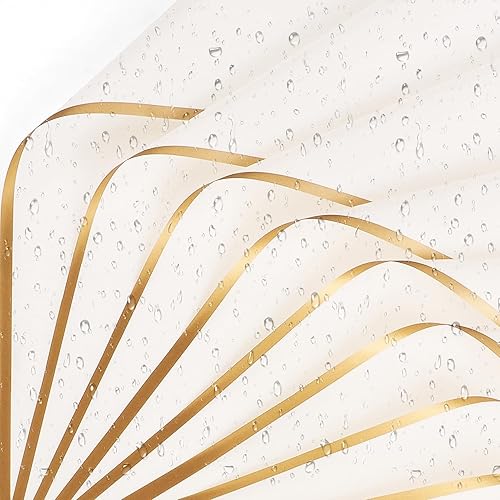 Miniatura 2 de 40 hojas de papel de regalo de flores con borde dorado con tarjetas, papel de regalo de ramo blanco, papel de regalo floral hermético, suministros