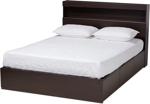 Baxton Studio Beds Platform, Queen, Dark brown