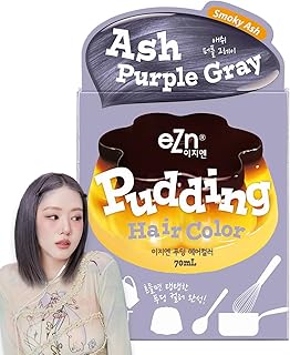 eZn Pudding Hair Dye for Sensitive Scalps – (Ash Purple Gray) | No-Drip, Ammonia-Free, Long-Lasting Semi-Permanent Hair Color with Keratin for Gentle Gray Coverage at Home