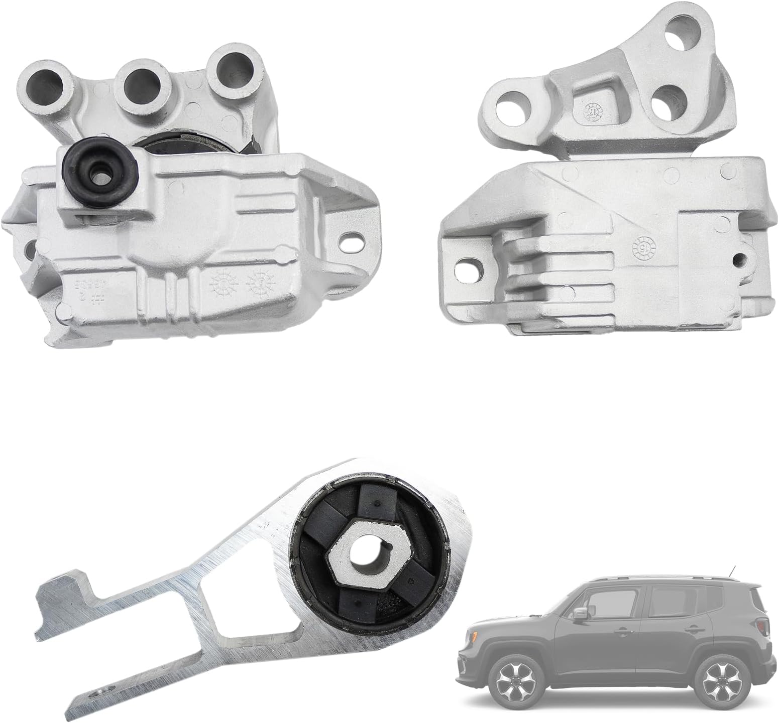 Engine Mount , Right Side Engine Motor Mount & Transmission Left Mount Sets, Rear Torque Strut, 68363756AA, 68363755AA,68258599AA,Compatible with 2015-2018 Jeep Renegade Fiat 500X 2.4L (B)