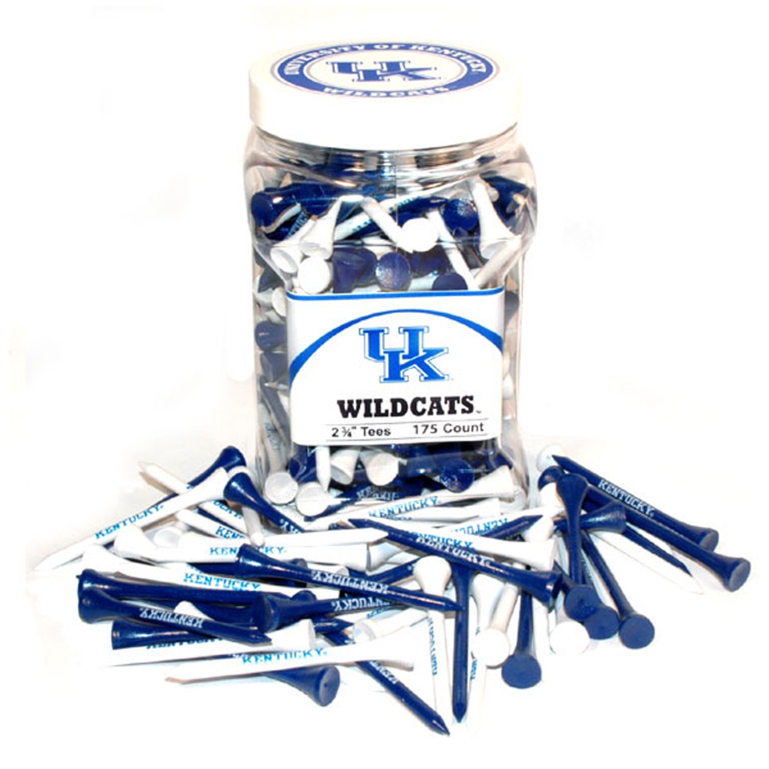 Team GolfNCAA Kentucky Wildcats Jar Of 175 Golf Tees 2-3/4" Golf Tees, 175 Pack, Regulation Size, Multi Team Colors