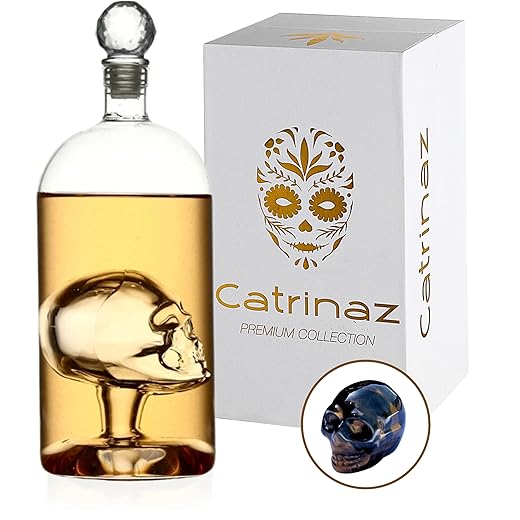 Catrinaz® Whisky Carafe - Decanter - Tequila Carafe - Skull - 1L - Premium Quality - Luxury Gift Box with Tiger Eye Skull - Gift for Men - Father's Day