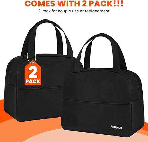 Miniatura 2 de Bolsas de almuerzo para mujer, paquete de 2 loncheras para mujeres y hombres, pequeñas bolsas de almuerzo a prueba de fugas, lindas bolsas de