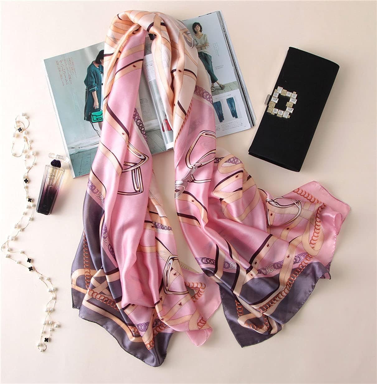 Silk Scarf Mulberry Silk Fashion Scarves Long Lightweight Shawl Wrap … - Image 5