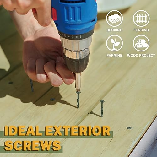 Miniatura 36 de LIONMAX Tornillos de cubierta de 1-5/8 pulgadas, tornillos para madera #8 x 1-5/8 pulgadas, 100 unidades, resistentes a la corrosión, revestimiento