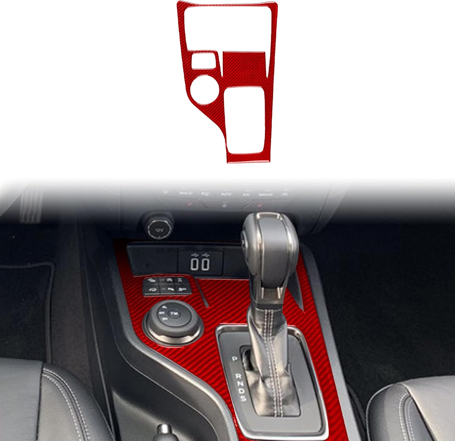 Carbon Fiber Frame Cover Trim Sticker Accessories Decoration Compatible with Ford Ford Ranger Sport 2020-2022 (Red, Gear Shift Dashboard Frame 11)
