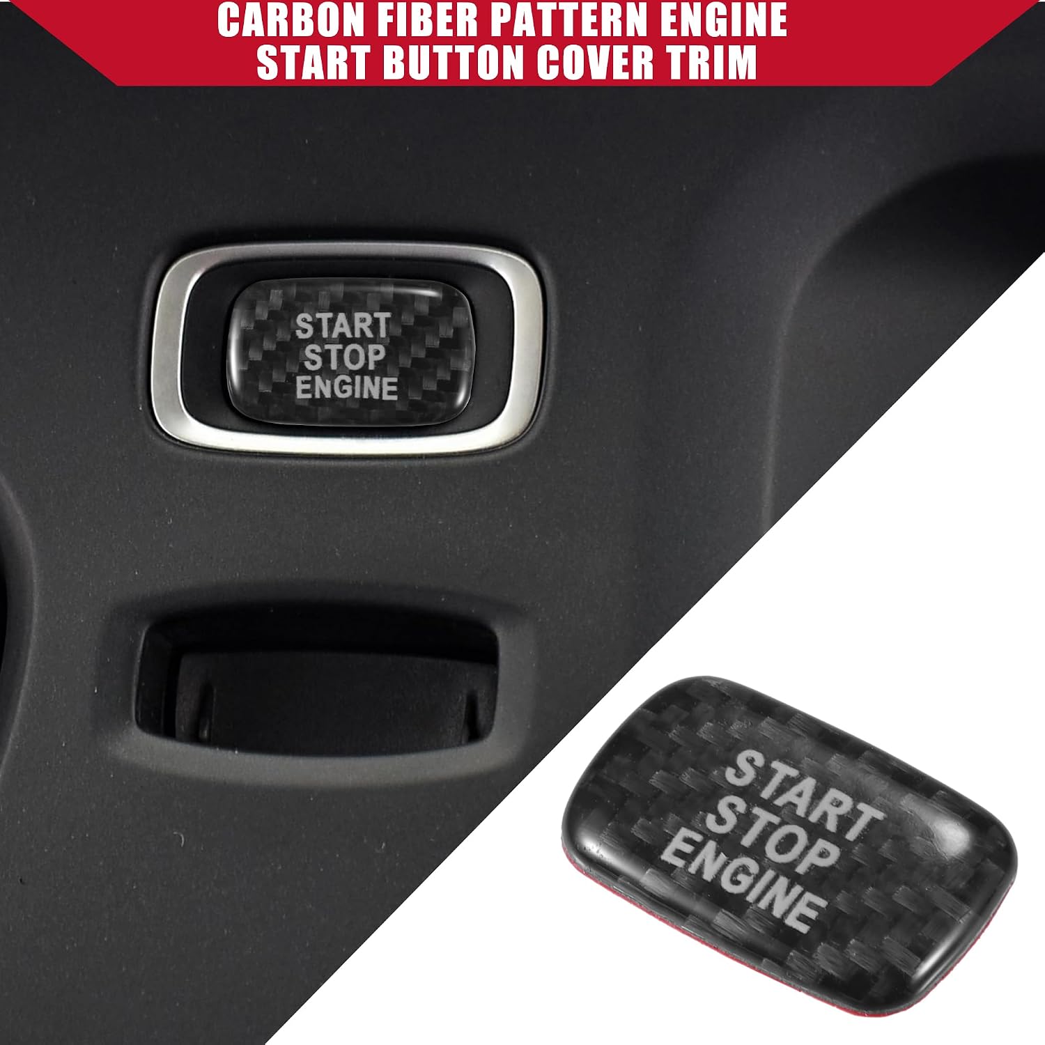 Carbon Fiber Pattern Engine Start Button Cover Trim for Volvo S60 / Inner Push Start Stop Button Trim Sticker/Durable Polyurethane / 1 Pcs Black