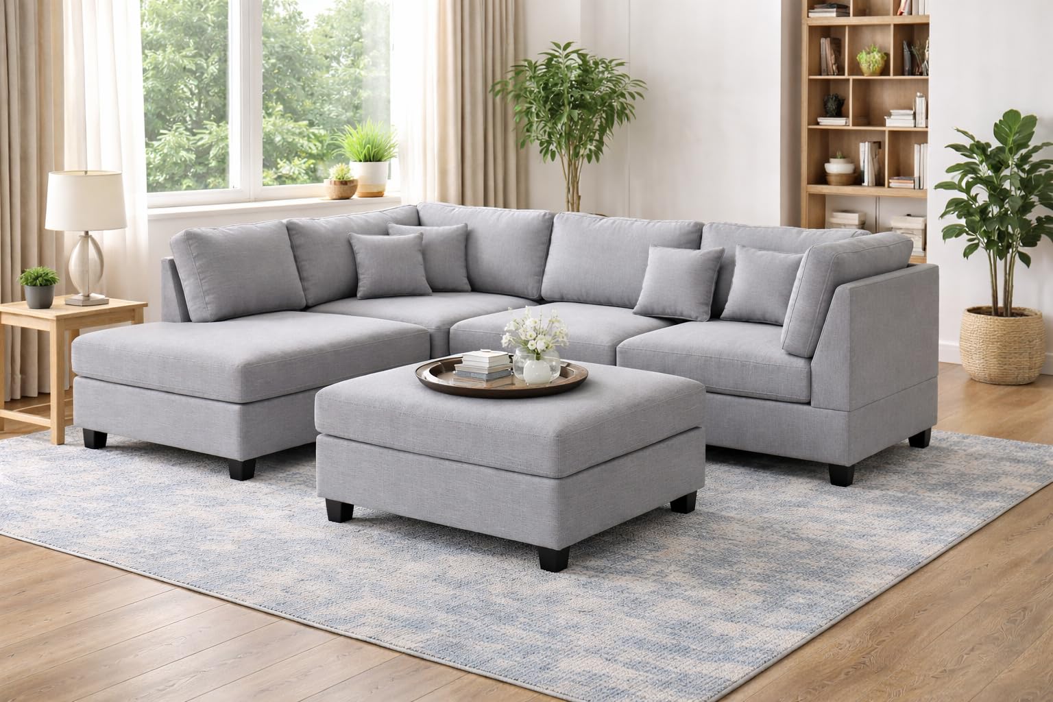 Torque Napper LHS 6 Seater L Shape Sofa Set for Living Room 5- to 6-Person Sofa with Ottoman Durable & Comfortable | (Left Side, Grey), Bedroom, Office, Home Furniture,-image-43