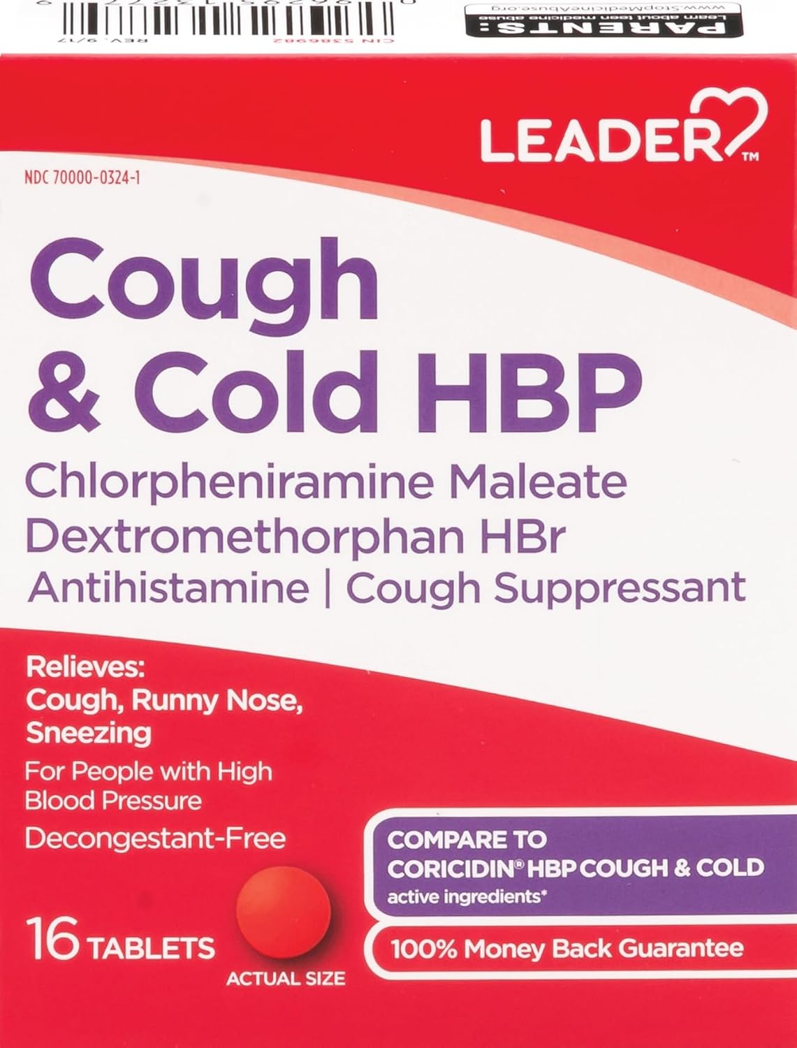 Leader Cough and Cold HBP, 16 Tablets (3) Health & Household