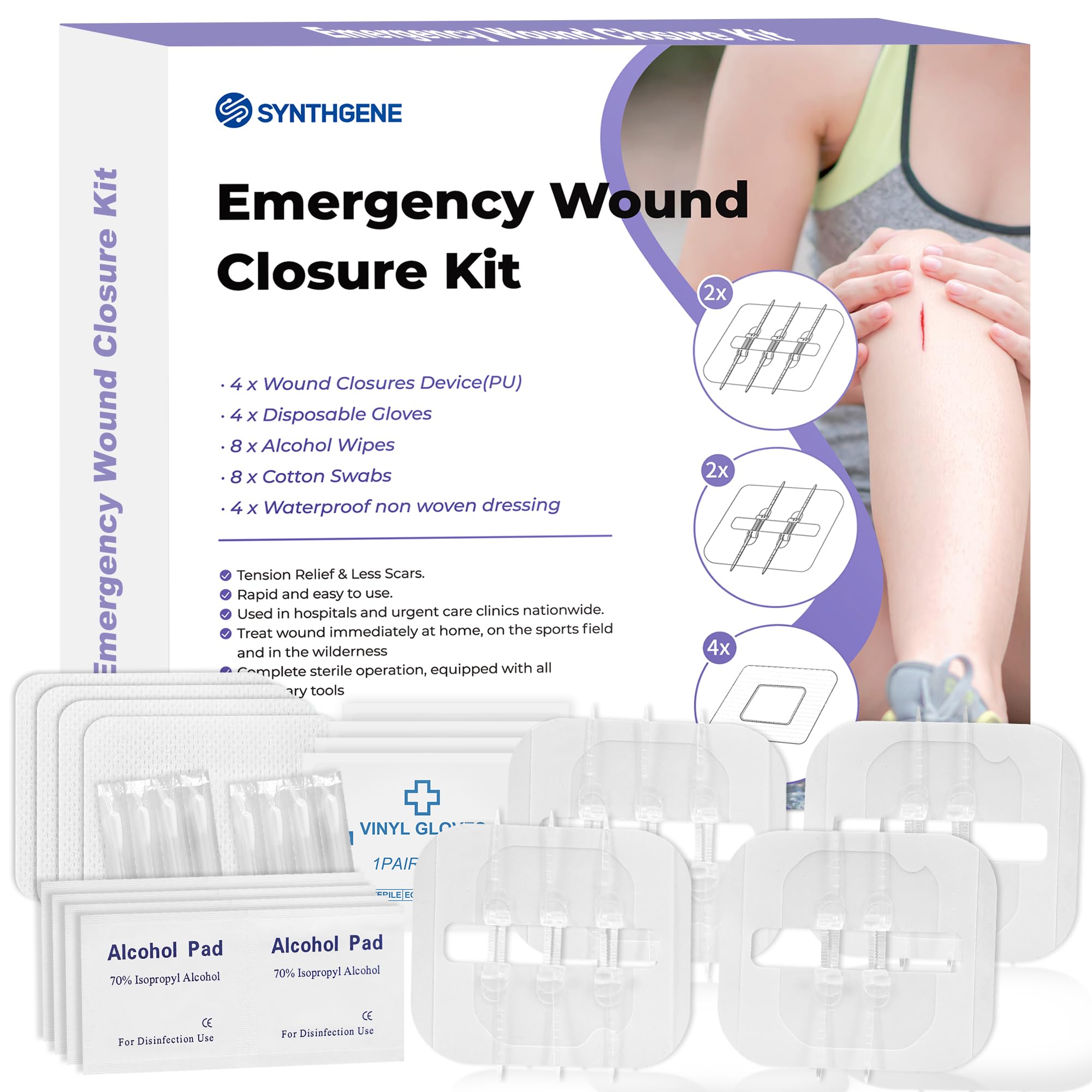 Wound Closure Strips - 4 Pcs Butterfly Bandaids Extra Large Emergency Laceration Closures Kits Bandages for Big Wound Care, All in One Hospital Grade