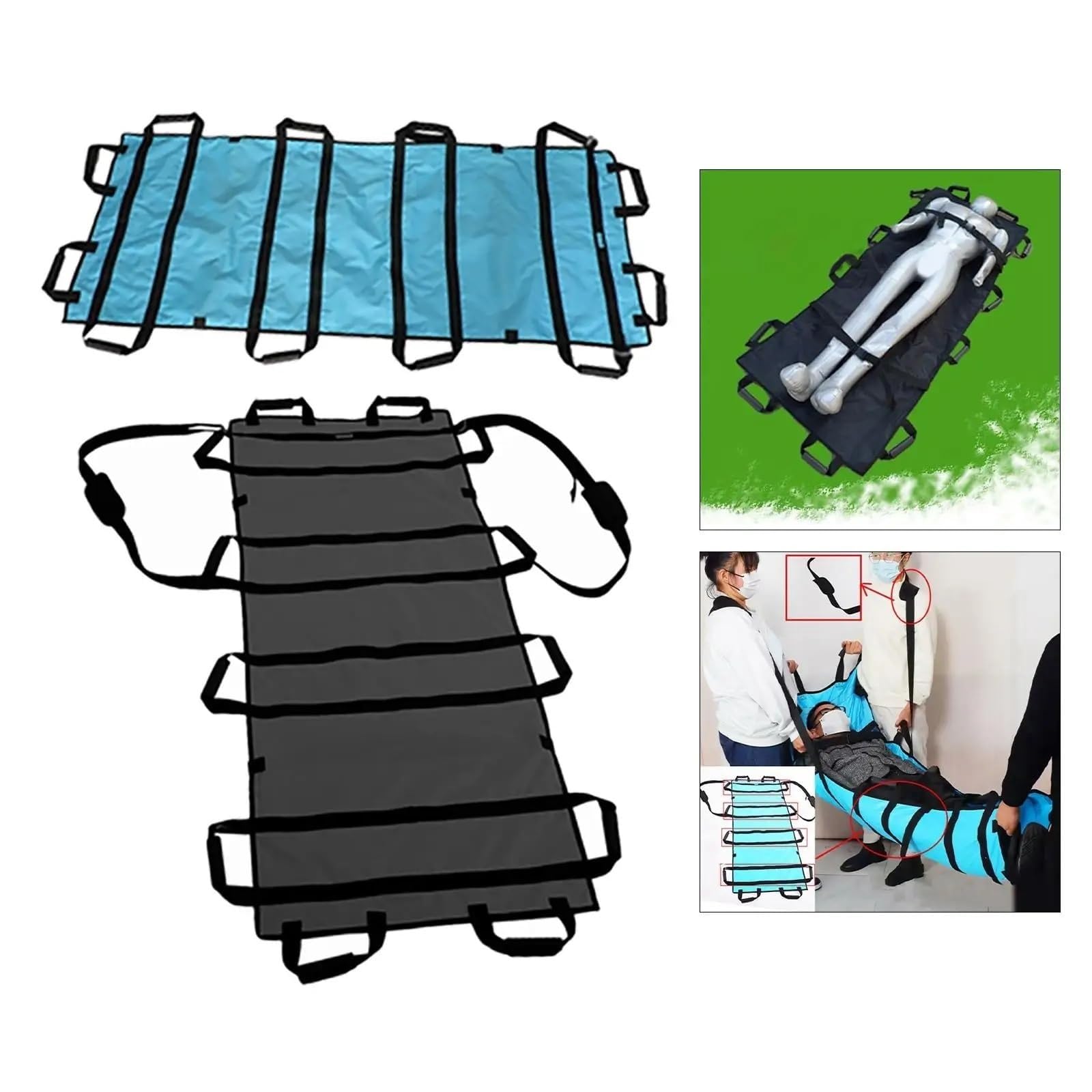 Camilla de traslado de pacientes, almohadilla de rescate de emergencia, Camilla de movilización, almohadilla de posicionamiento para movilidad asistida para Perso, Blue-No Shoulder Strap