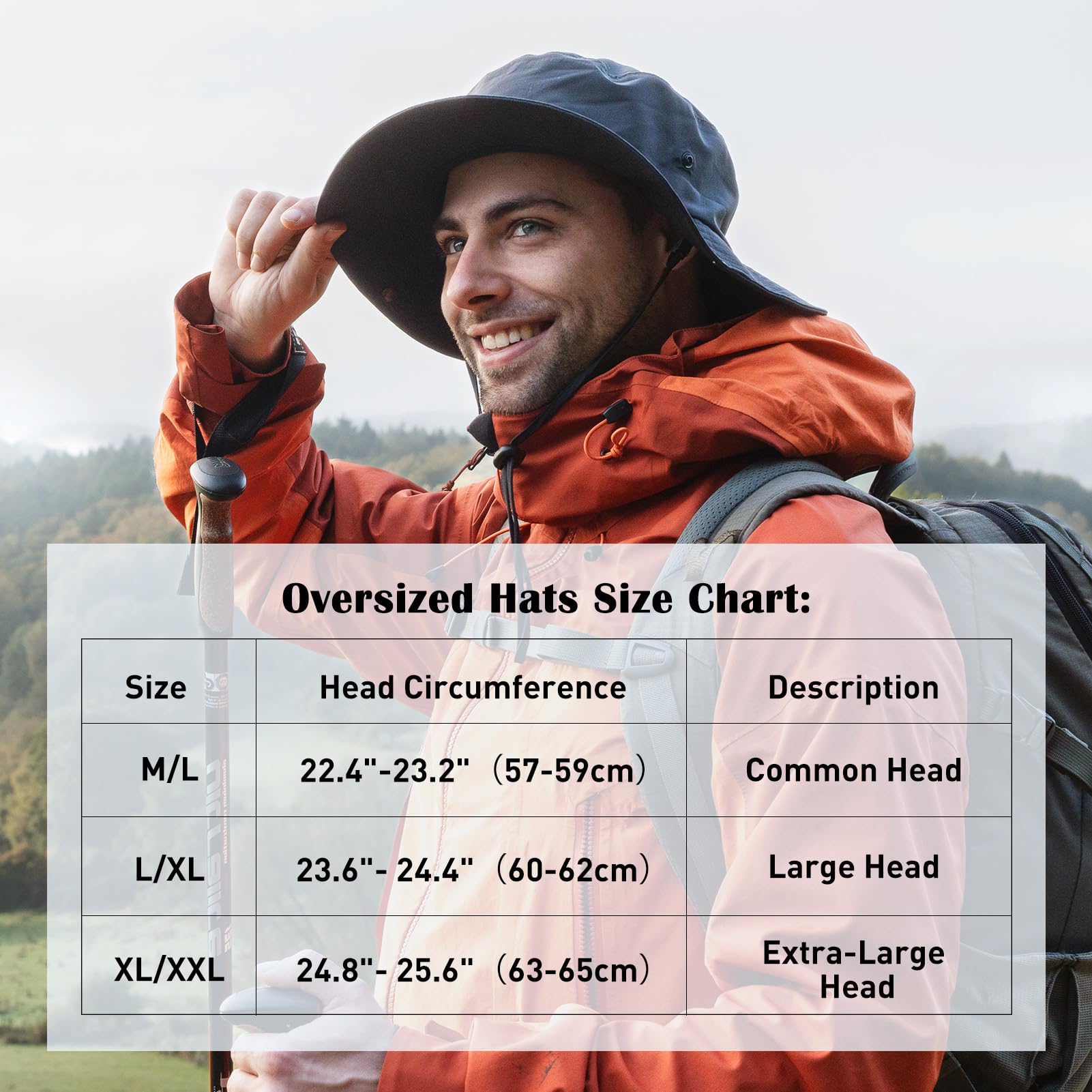 Top-EX XL/XXL Fleece Lined Wide Brim Winter Waterproof UPF 50 Sun Hat Men Women Safari Hats for Outdoor Hiking Fishing Walking Warm & Windproof 57-65CM
