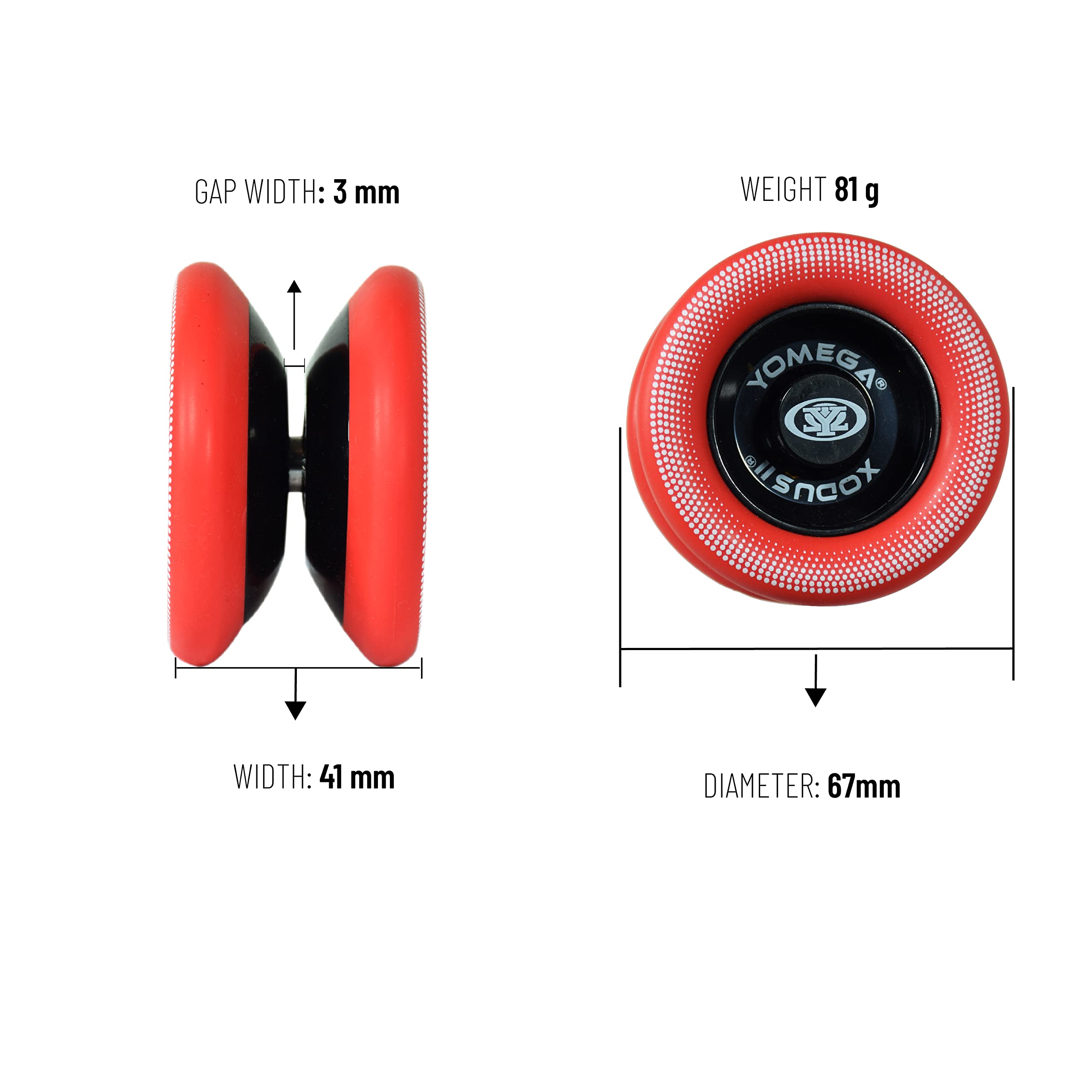 Yomega Xodus II YoYo– zawiera technologię łożyska w rolce, gumowe obręcze i kształt skrzydełka – profesjonalna responsywna YoYos Intermediate Level Play (Black Red)
