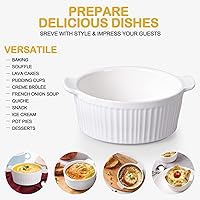 Vista 3 de Delling Ramequines con asa, paquete de 6 cuencos de sopa para sopa de cebolla francesa, pastel de olla, pasteles de lava, crema brulee, plato