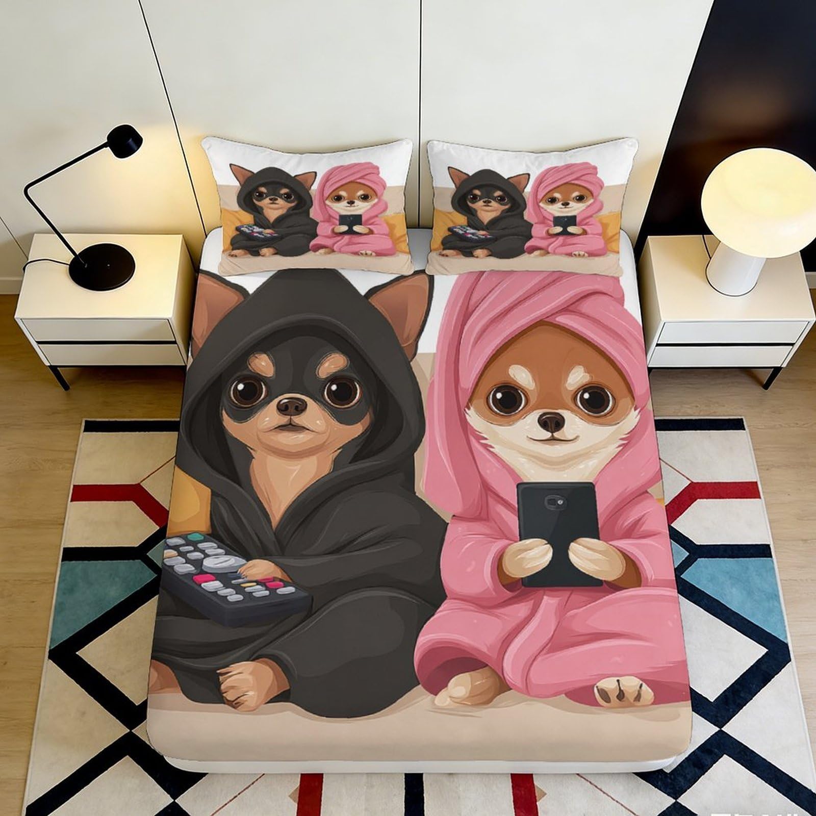 K1r3d9e5 Style-10 3D Printed Cartoon Dog Fitted Sheet Microfiber Soft Cozy Animal Bed Cover For Bedroom Guest Room Decor 90X200x25cm