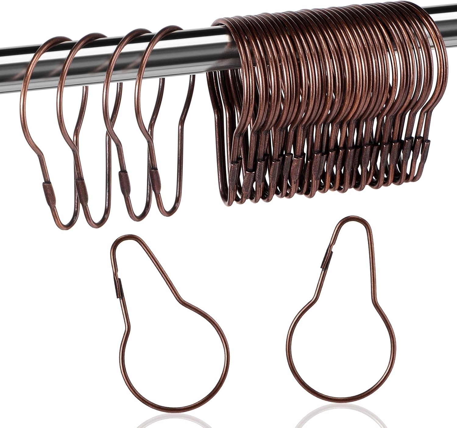 Queekay Metal Shower Curtain Hooks Hanging Clips Metal Curtain Rings Practical Reusable Shower Hangers for Bathroom Bedroom Kitchen Home Applications(Silver,60 Pieces)