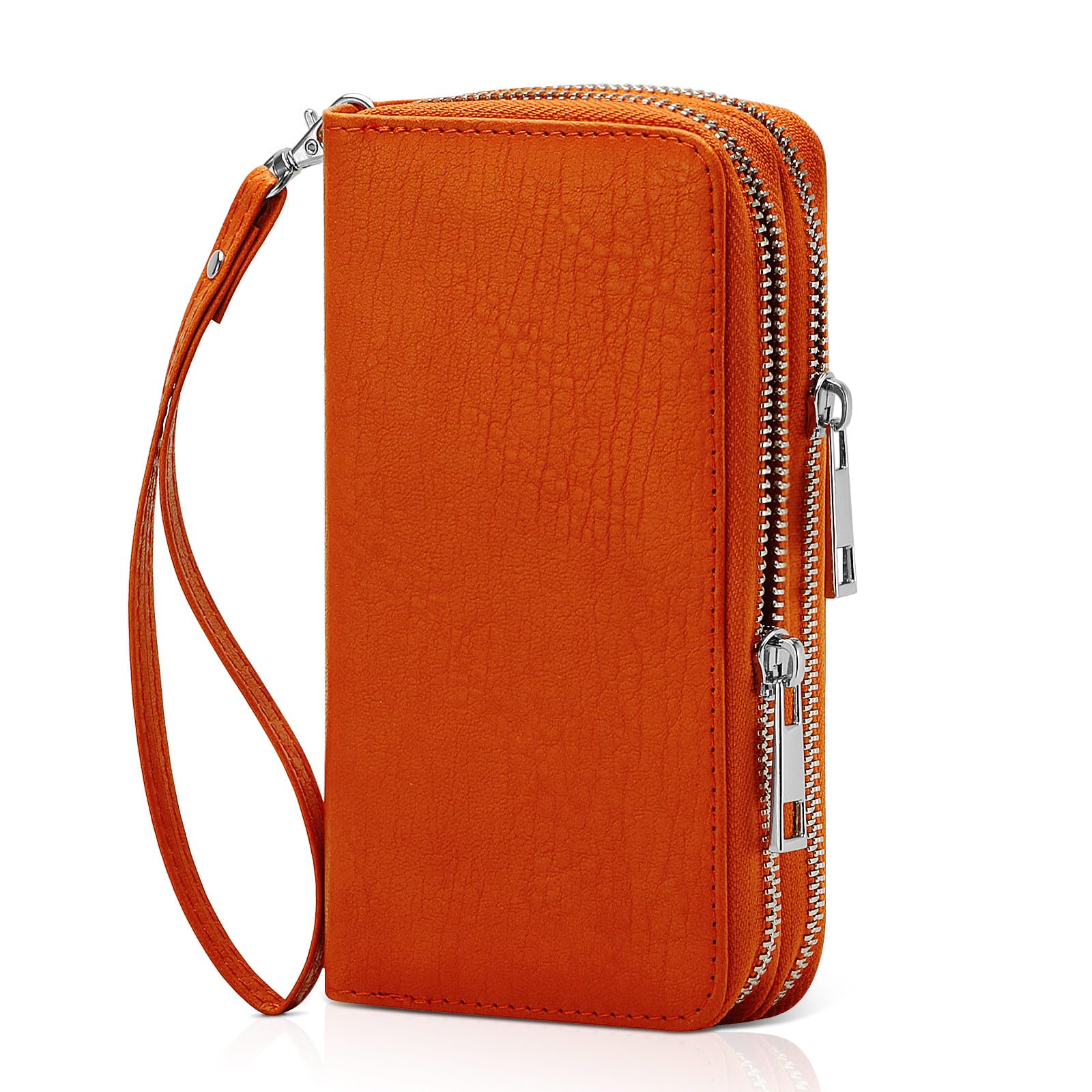 Double Zipper Wallet for Woman Clutch Purse with Cell Phone Holder for Smartphone/Card/Coin/Cash