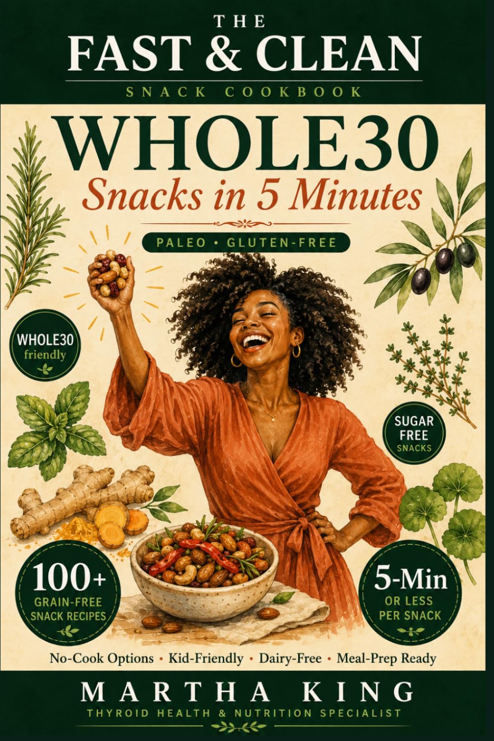 Fast & Clean The Whole30 Food Snack Cookbook: 100 Grain-Free, Sugar-Free Snacks in 5 Minutes or Less