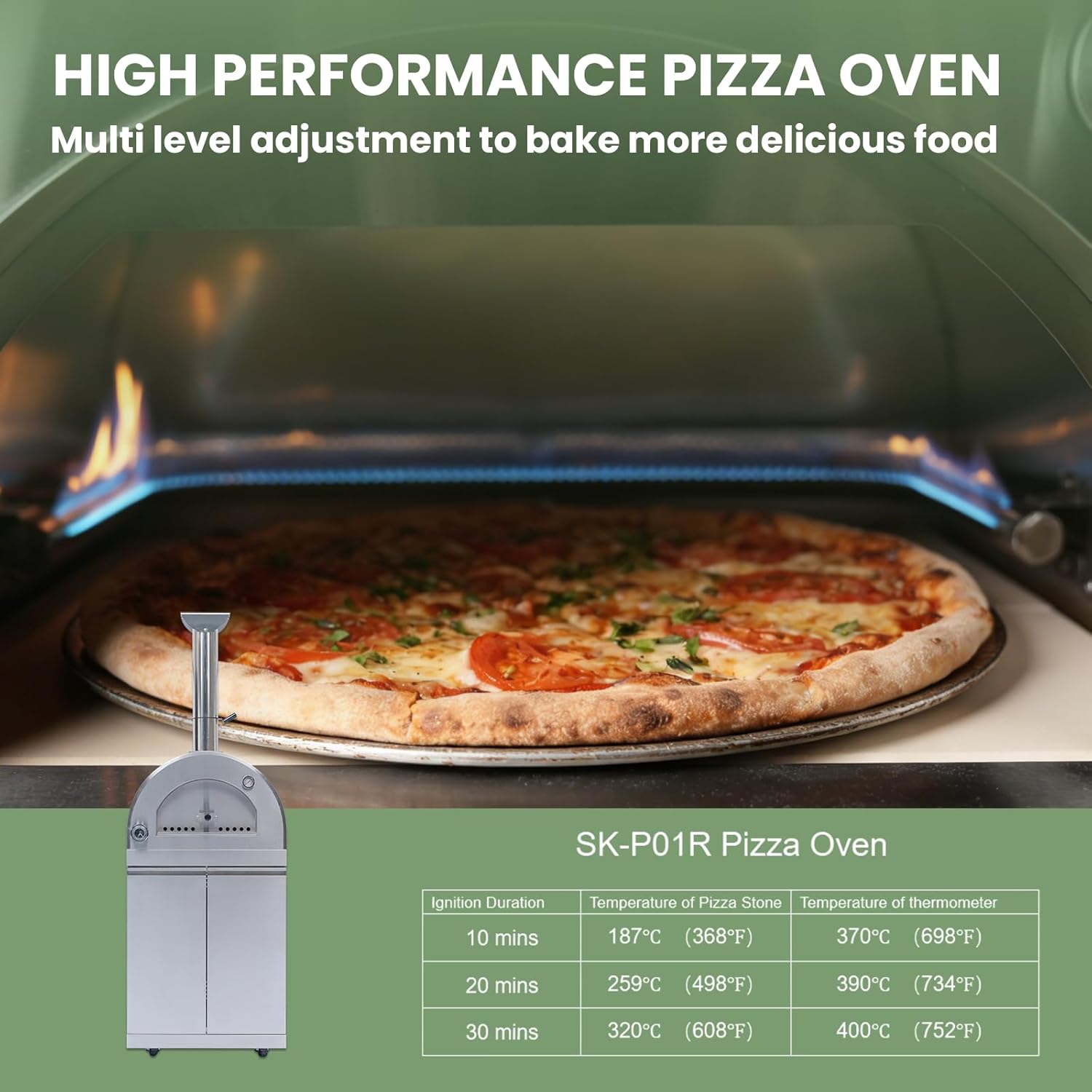 112-Inch Stainless Steel Outdoor Kitchen Island, Natural Gas BBQ Grill with Standalone Side Burner Pizza Oven, Rotisserie, Refrigerator, Granite Countertop, Storage Cabinets & Drawers 108000 BTU