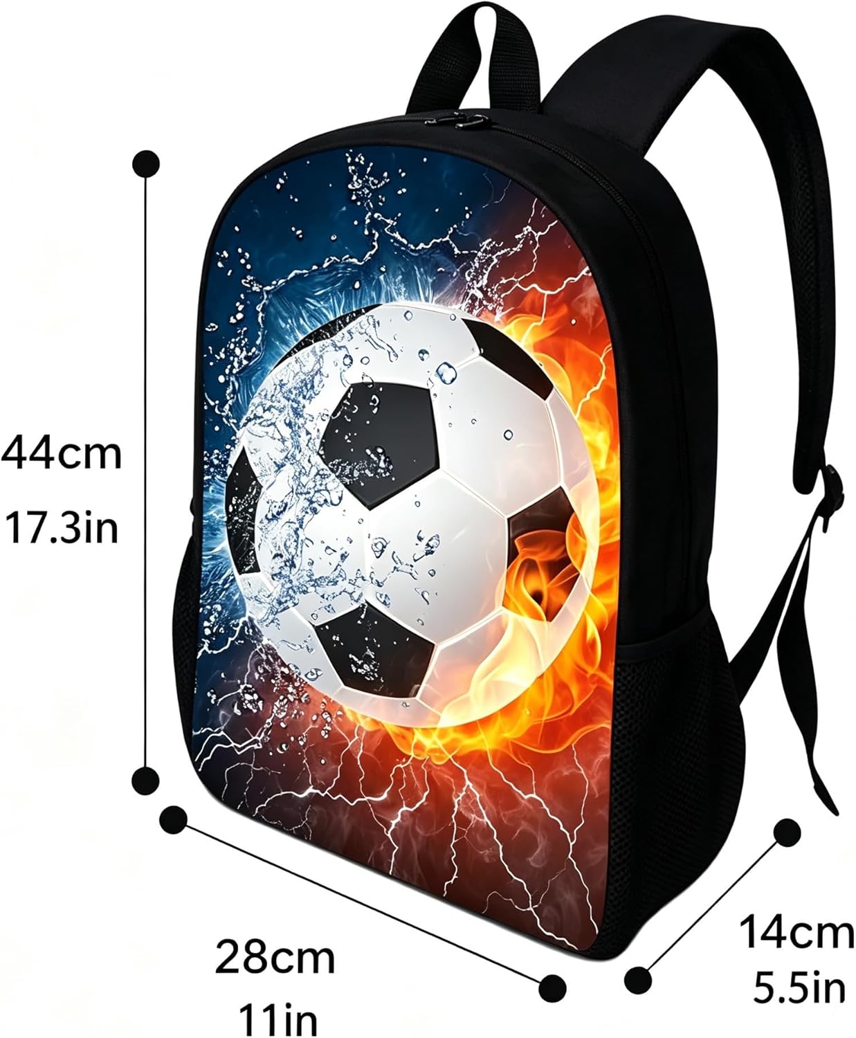 World Cup Football Backpack 17 Inch, 3D HD Printing Soccer Design, Lightweight Bookbag for Boys, Girls, Kids, Teens, Students, Men & Women, Durable Laptop Backpack for School, Travel, Sport