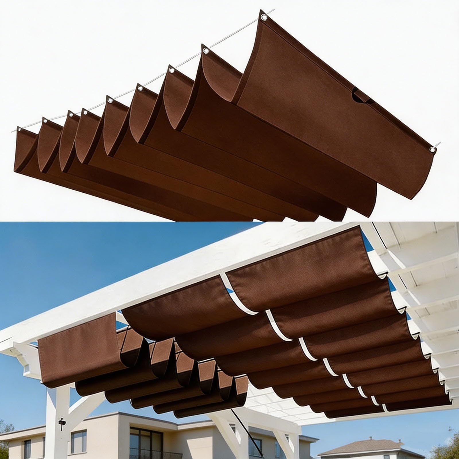 Voile d'ombrage pour terrasse et patio couvert brun de 450x600 cm