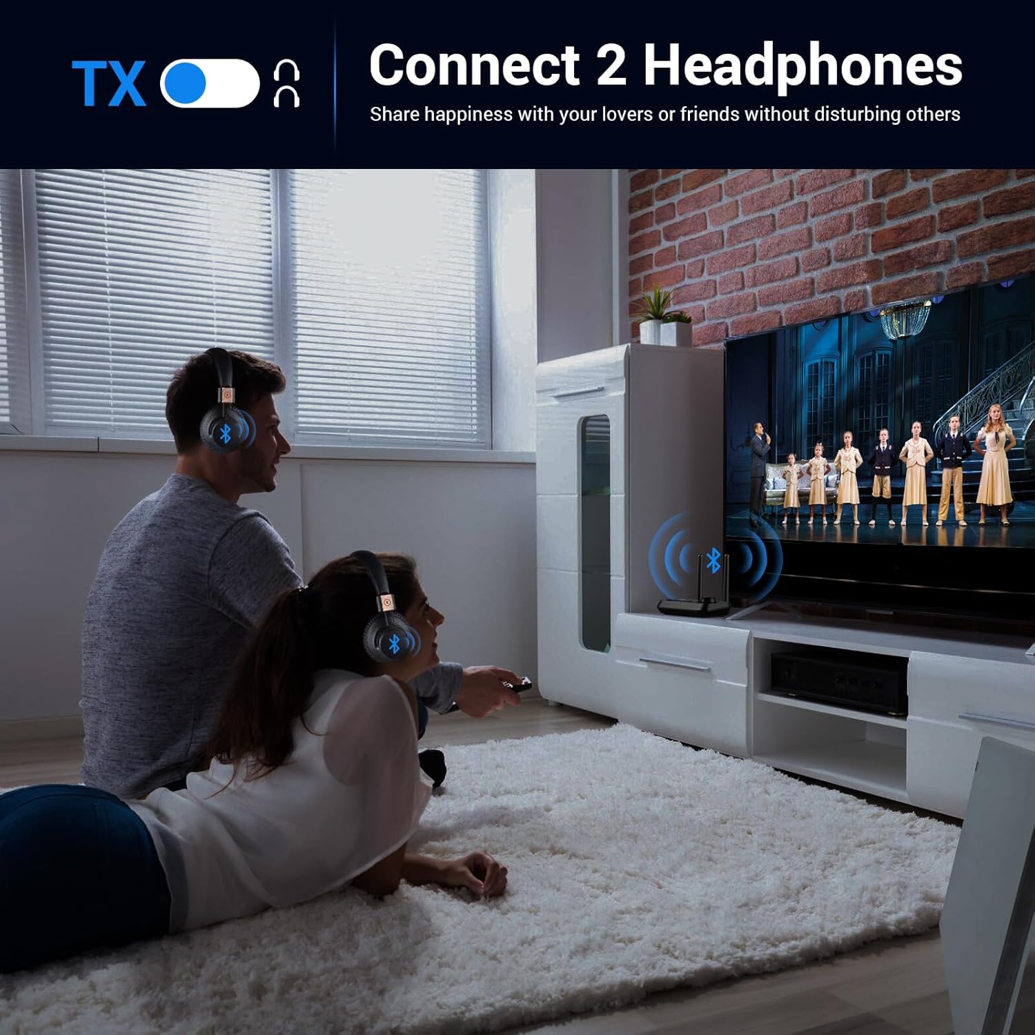 Bluetooth 5.3 Transmitter for TV Audio w. Screen Display Dual Antenna Low Latency Bluetooth Adapter Support Up to 2 BT Headphones Long Range Bluetooth Extender 3.5mm AUX/RCA/Opt Input/Output