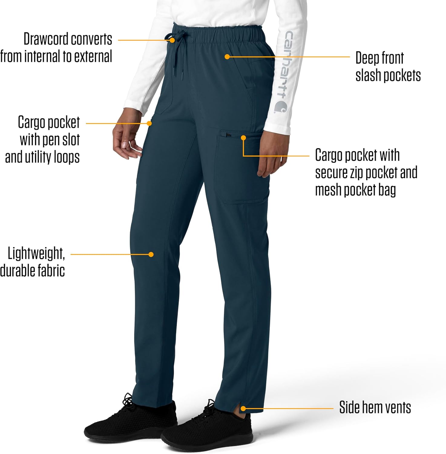 Carhartt Scrubs for Women Force Cross-Flex Straight-Leg Cargo Pants - Image 2