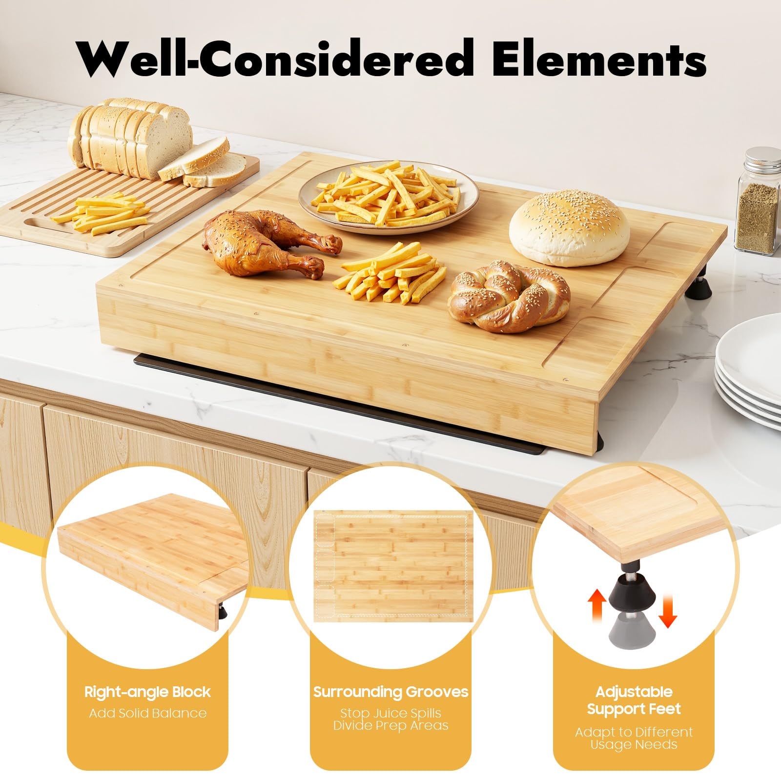 Cache Plaque de Cuisson Bambou 75x54cm Protege Plaque Induction avec 4 Pieds Amovibles Couvre Plaque Multi-Usage Planche à Découper Protection Vitrocéramique Cuisine Maison