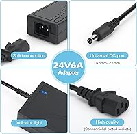 Vista 5 de Fuente de alimentación de 24 V 6 A, adaptador de 144 W, 100-240 V CA a 24 voltios 6 amperios DC fuente de alimentación con conector de terminal LED