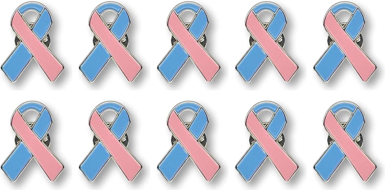 Amazon.com: 10 Pc Pink & Blue Awareness Enamel Ribbon Pins With Metal ...