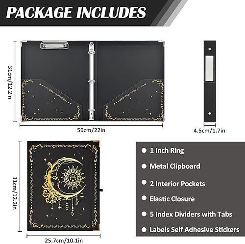 Miniatura 2 de Carpeta de 3 anillos de 1 pulgada, carpeta de tres anillos para carpeta decorativa de papel A4 con 5 separadores de pestañas para suministros de