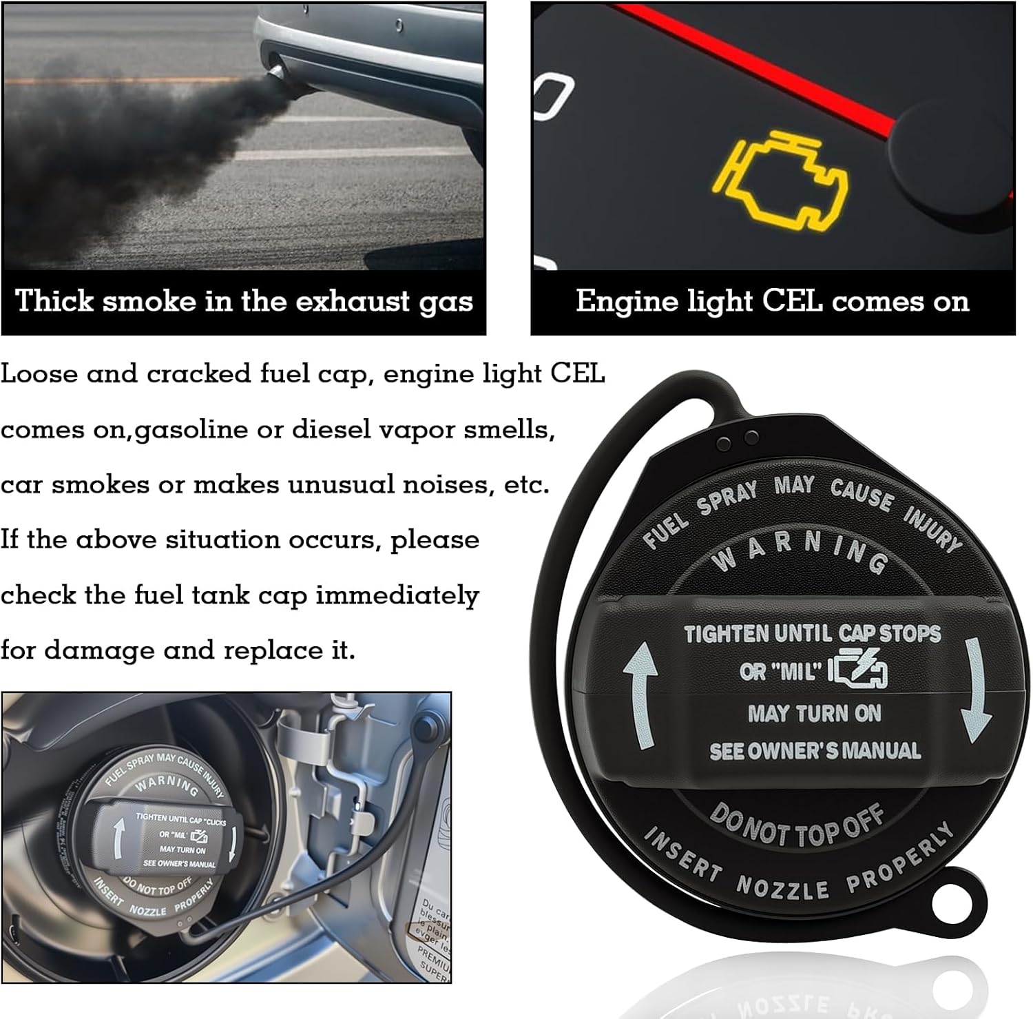 5C0-201-550E Gas Cap, Fuel Tank Cap for 2011-2016 Volkswagen Jetta, Replace 1K0201550F