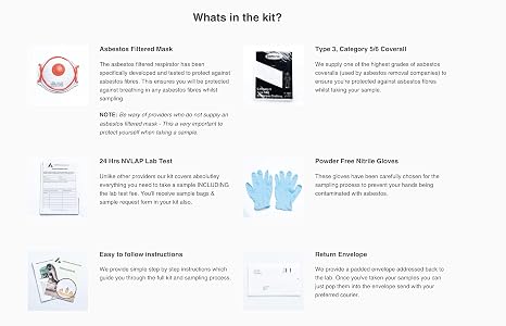 Asbestos Testing Kit (Quality PPE Included) - 3 Business Day Results (72hr) from NVLAP Lab - Test Fee Included (1 Sample)