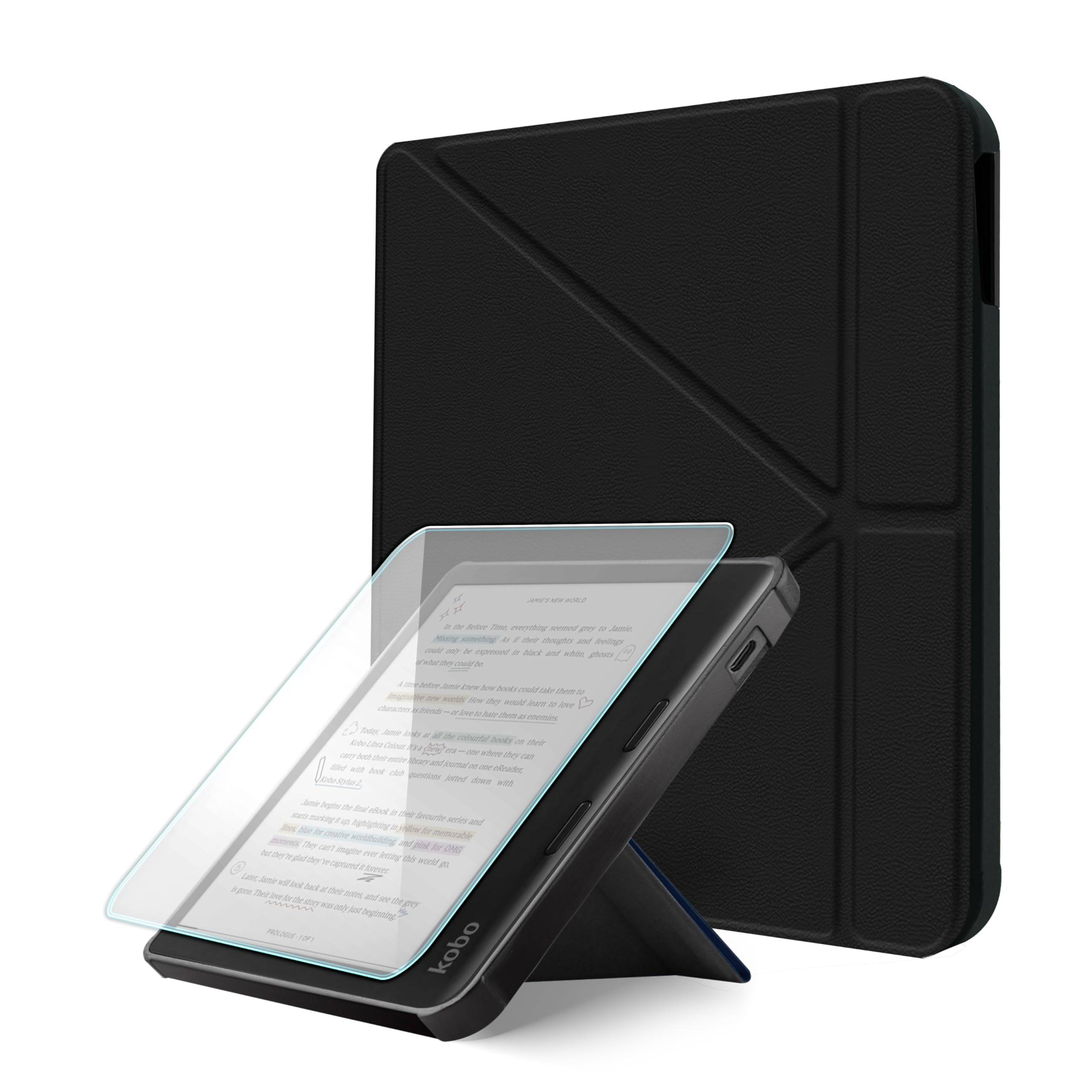 Case For Kobo Libra Colour/Kobo Libra 2, Includes a Case & Screen Protector - 7" Origami Cover Fit for Kobo Libra (Model N418/N428) with Auto Sleep/Wake(Starry Night, 7 icnh) — view 9