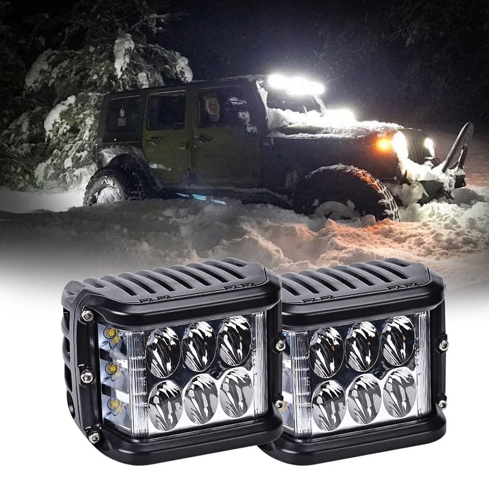 Chelhead White 4 Inch Led Pods With Side Shooter, 60W Offroad Driving Lamps With Side Lights Drl, Super Bright Wide Range Spot Flood Combo Light Compatible With Truck Atv Suv Utv 4X4