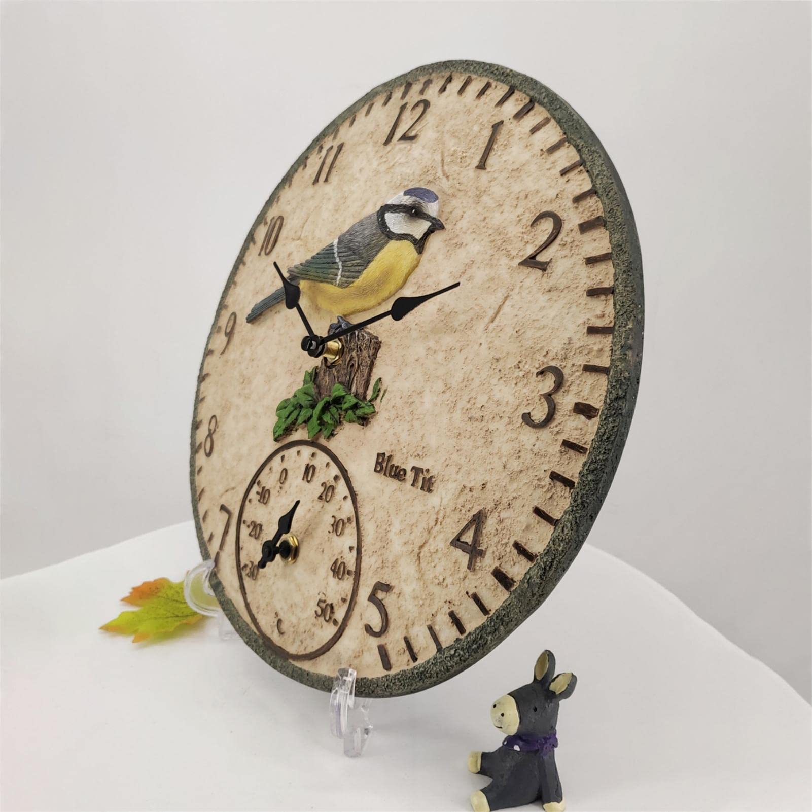 Waterproof Wall Clock?Outdoor Thermometer Clock?Indoor Outdoor Thermometer Clock, Wall-Mounted Thermometer Clock For Patio Garden Yard Garden 12 Inch