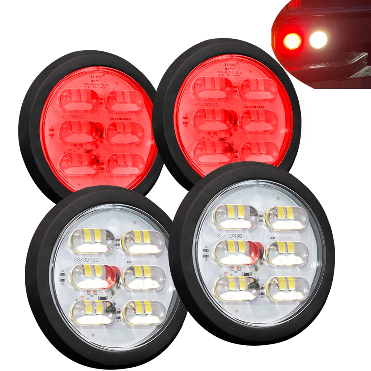 Buy WFPOWER 4 Inch Round LED Trailer Tail Light, 4 Pack LED Stop Turn