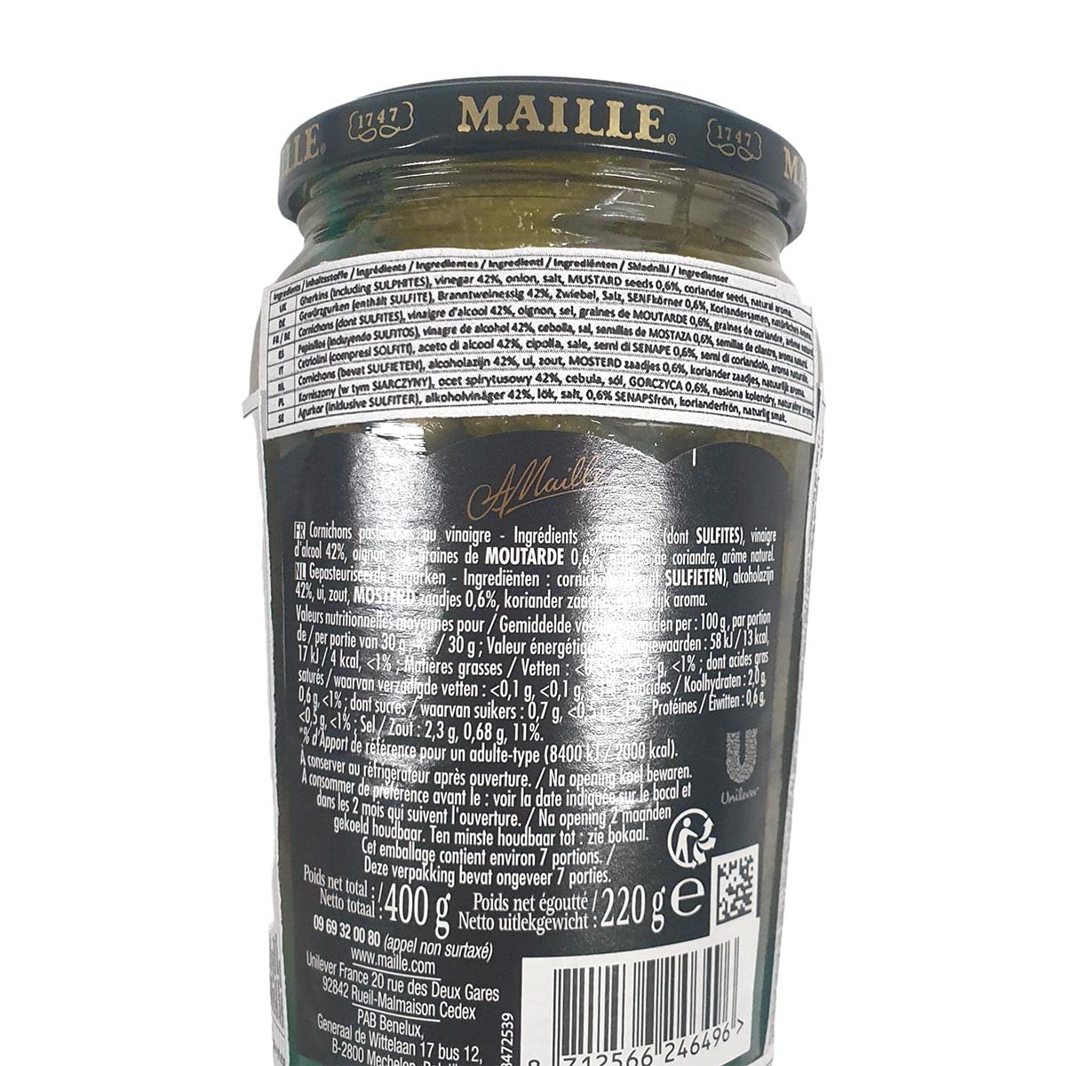 Maille Mini Gurken Cornichons Extra fein 5 x 400 Gramm